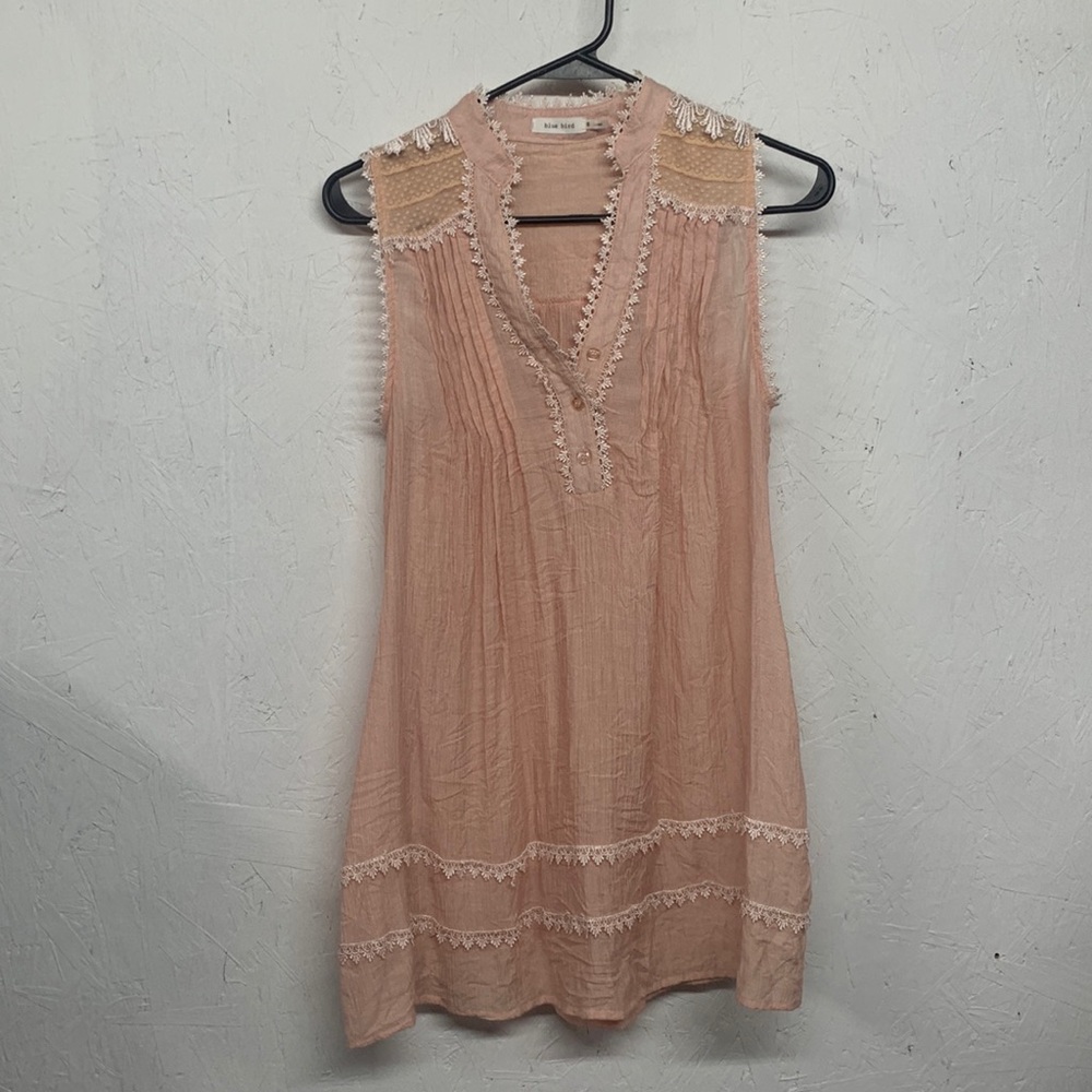 Blue Bird Pink Sleeveless Tunic